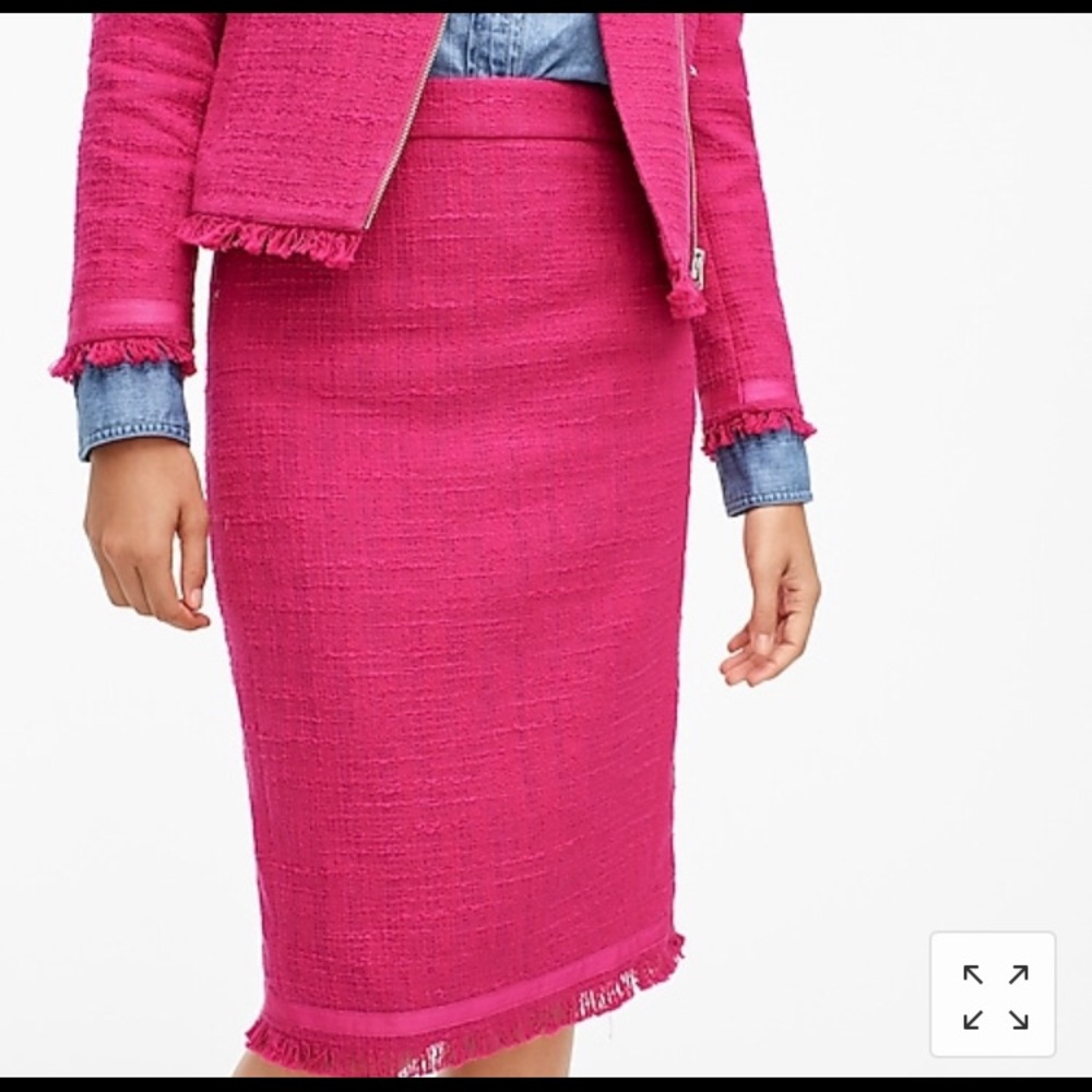 *iso* j crew fringe tweed pencil skirt pink